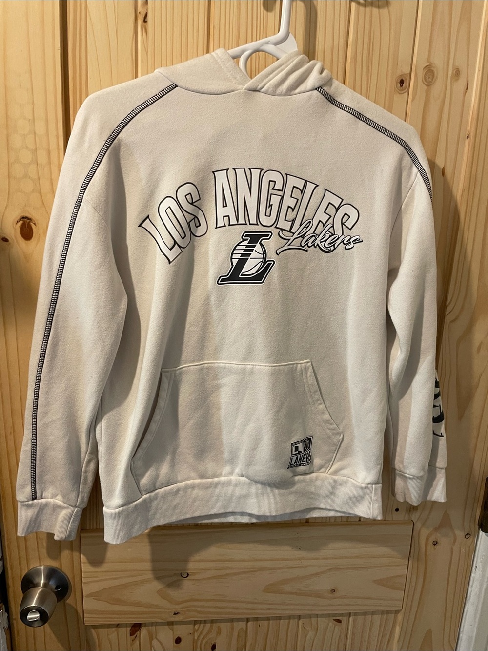 NBA Los Angeles Lakers White Crewneck Hoodie with Black Trim